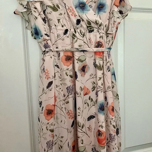 NWT Jessica Simpson Pink Floral Flutter-Sleeve Maternity Dress - Picture 11 of 12